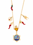 AMO NAPOLI - Collana in Metallo con cornetti, cuore sacro, corna e Vesuvio