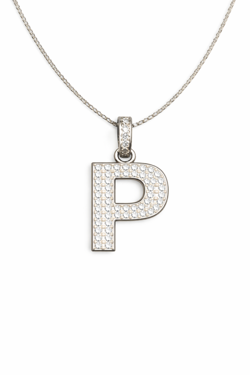 fico gioielli - Collana con Iniziale “P” in Argento con Zirconi