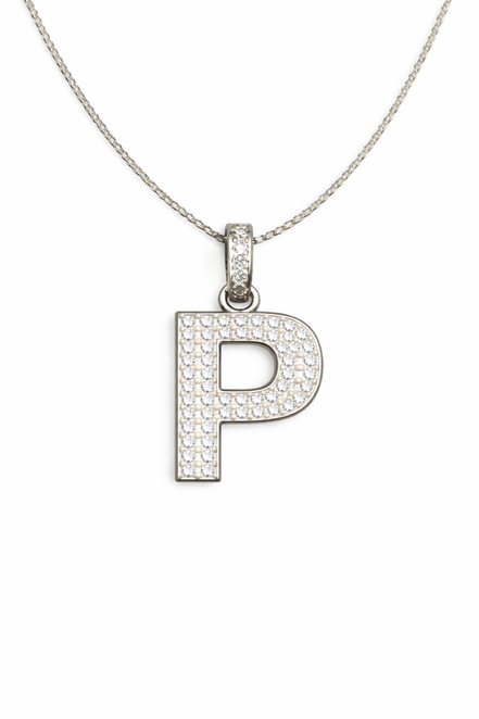 fico gioielli - Collana con Iniziale “P” in Argento con Zirconi