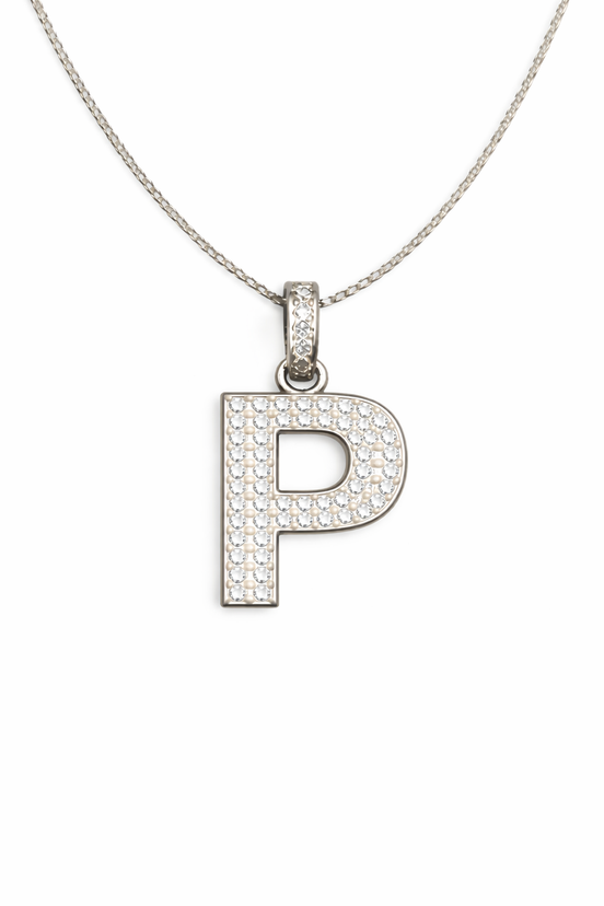 fico gioielli - Collana con Iniziale “P” in Argento con Zirconi