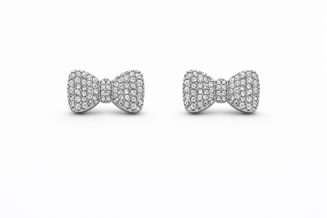 fico gioielli - Orecchini Fiocco in Argento 925 con Zirconi