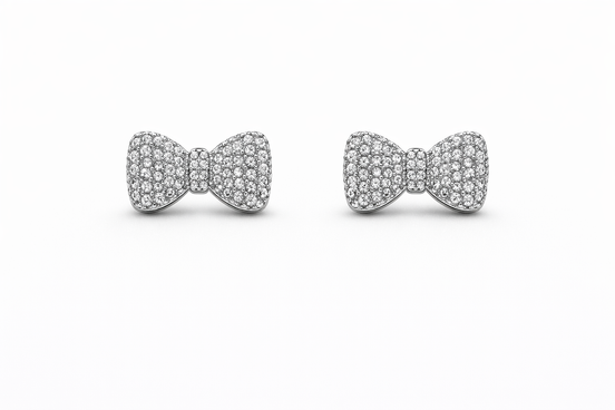 fico gioielli - Orecchini Fiocco in Argento 925 con Zirconi