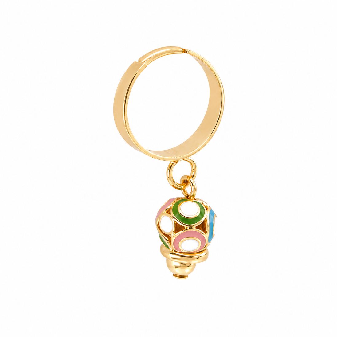 AMO CAPRI - Anello in Metallo con campana portafortuna impreziosita da smalti colorati
