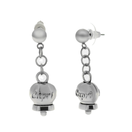 amo CAPRI - Orecchini in Acciaio con campanella pendente con scritta Capri