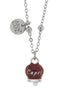 Amo Capri - Collana in Acciaio con campanella pendente borgogna con scritta Capri
