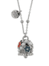amo capri - Collana in Acciaio campanella con perle e fiori rossi e blu
