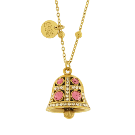 amo capri - Collana in Acciaio campanella con punti luce rosa