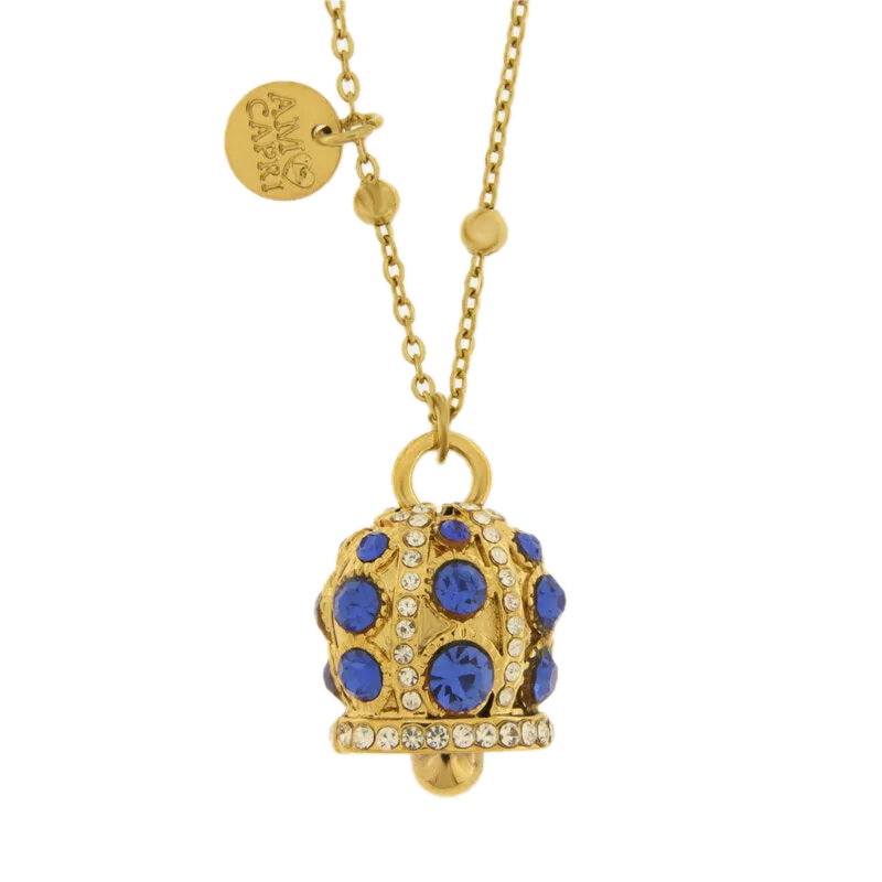 amo capri - Collana in Acciaio campanella con punti luce blu