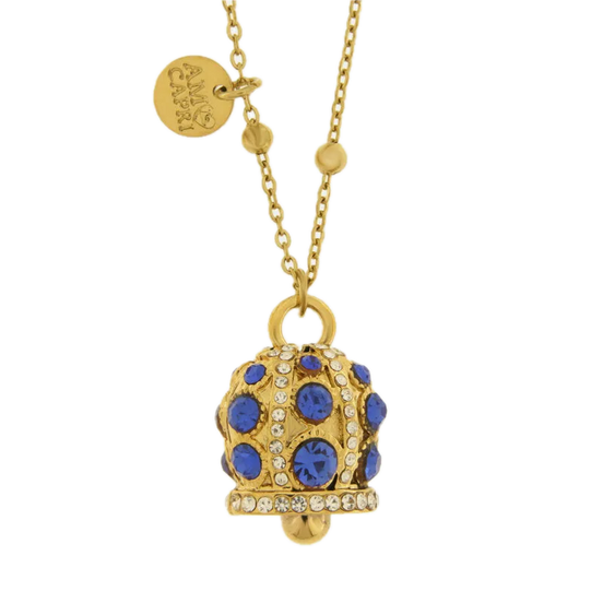 amo capri - Collana in Acciaio campanella con punti luce blu
