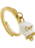 amo capri - Anello in Acciaio con campanella pendente bianca e oro con scritta Capri
