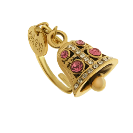 amo capri - Anello in Acciaio campanella Capri con pois rosa