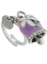 amo capri - Anello in Acciaio campanella Capri viola con fiore bianco