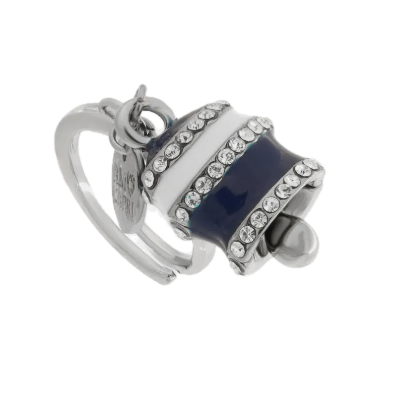 amo capri - Anello in Acciaio campanella Capri strisce blu e bianche
