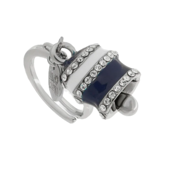amo capri - Anello in Acciaio campanella Capri strisce blu e bianche