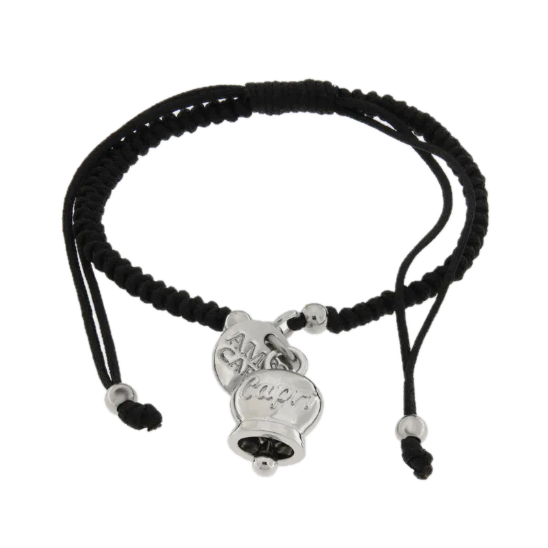 Amo Capri - Bracciale in Acciaio con campanella portafortuna con scritta Capri