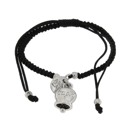 Amo Capri - Bracciale in Acciaio con campanella portafortuna con scritta Capri