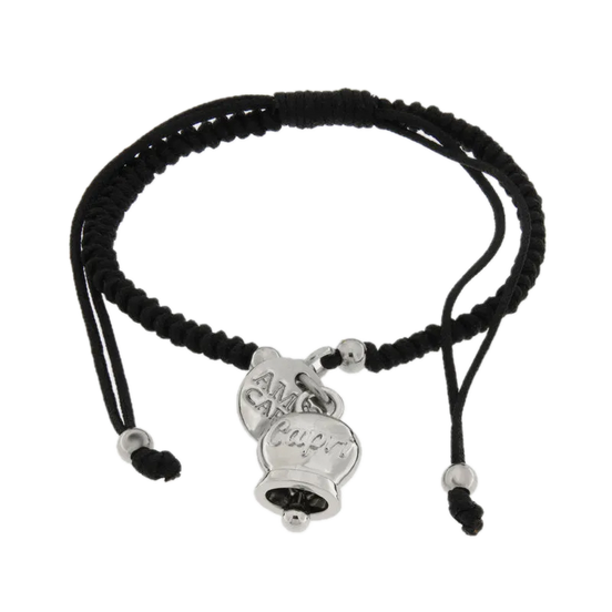 Amo Capri - Bracciale in Acciaio con campanella portafortuna con scritta Capri