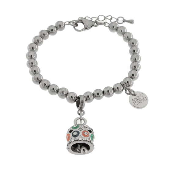 amo capri - Bracciale in Acciaio campanella a pois multicolor e zirconi