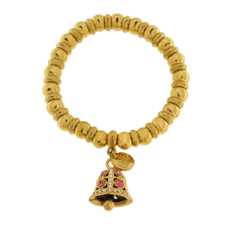amo capri - Bracciale in Acciaio campanella Capri con pois rosa