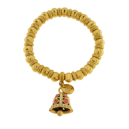 amo capri - Bracciale in Acciaio campanella Capri con pois rosa