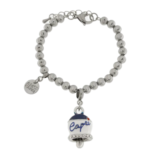 Amo Capri - Bracciale in Acciaio campanella Capri con  strisce blu