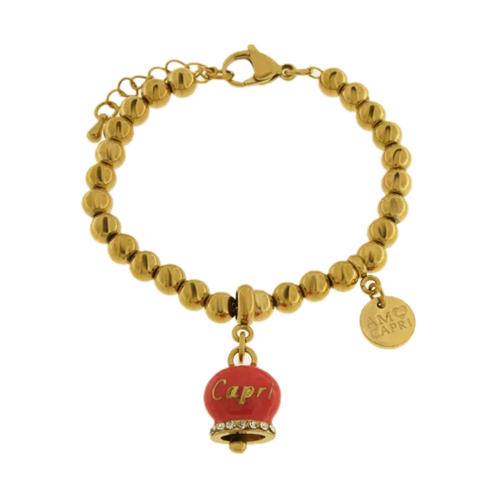 Amo Capri - Bracciale in Acciaio con Campanella Portafortuna Tramonto di Capri - Colore Teaa Berry