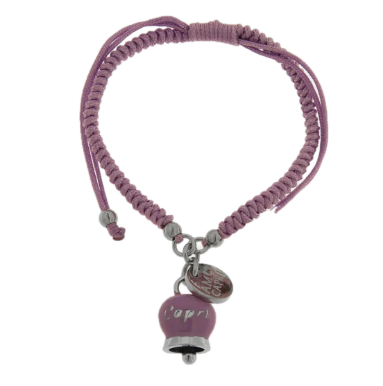 Amo Capri - Bracciale in Acciaio campanella Portafortuna Giardini di Capri - Colore Amethyst Orchid
