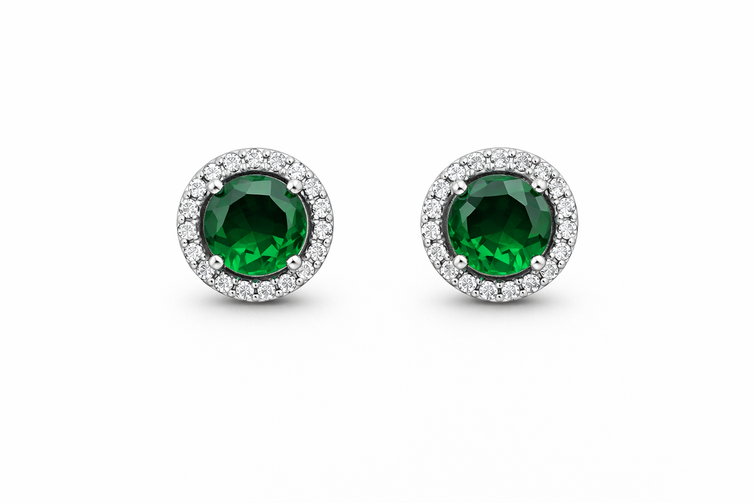 fico gioielli - Orecchini Punto Luce Verde con Zirconi in Argento 925