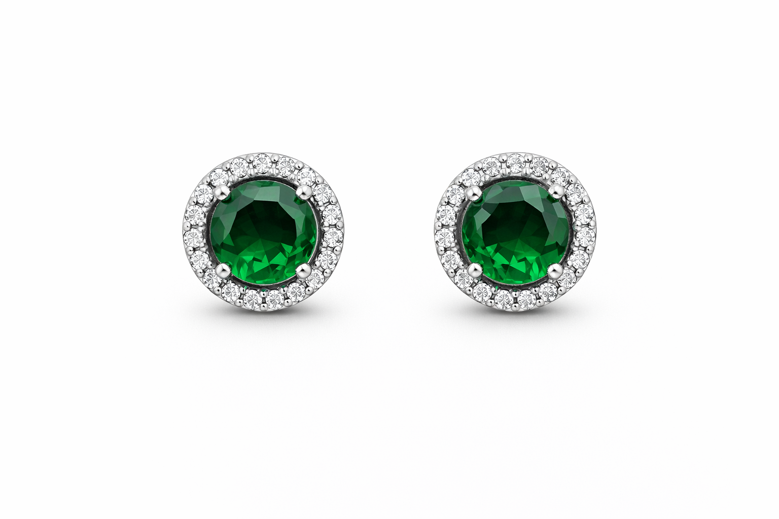 fico gioielli - Orecchini Punto Luce Verde con Zirconi in Argento 925