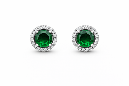 fico gioielli - Orecchini Punto Luce Verde con Zirconi in Argento 925