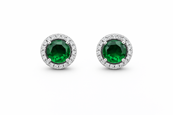 fico gioielli - Orecchini Punto Luce Verde con Zirconi in Argento 925