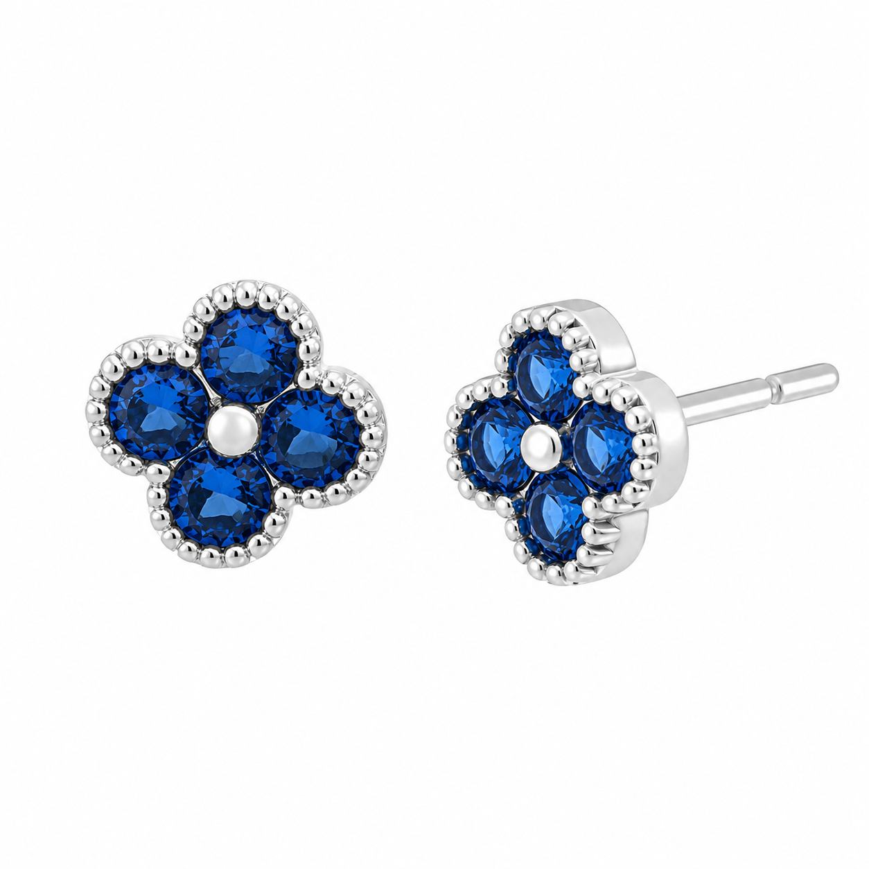 BYSIMON - Orecchini in Argento 925 con fiore blu