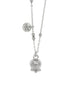 Amo Capri - Collana in Metallo con campanella portafortuna pendente impreziosita da cristalli bianchi e scirtta Capri a rilievo