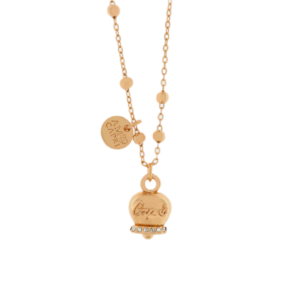 amo CAPRI -  Collana in Metallo con campanella portafortuna pendente impreziosita da cristalli bianchi e scirtta Capri a rilievo