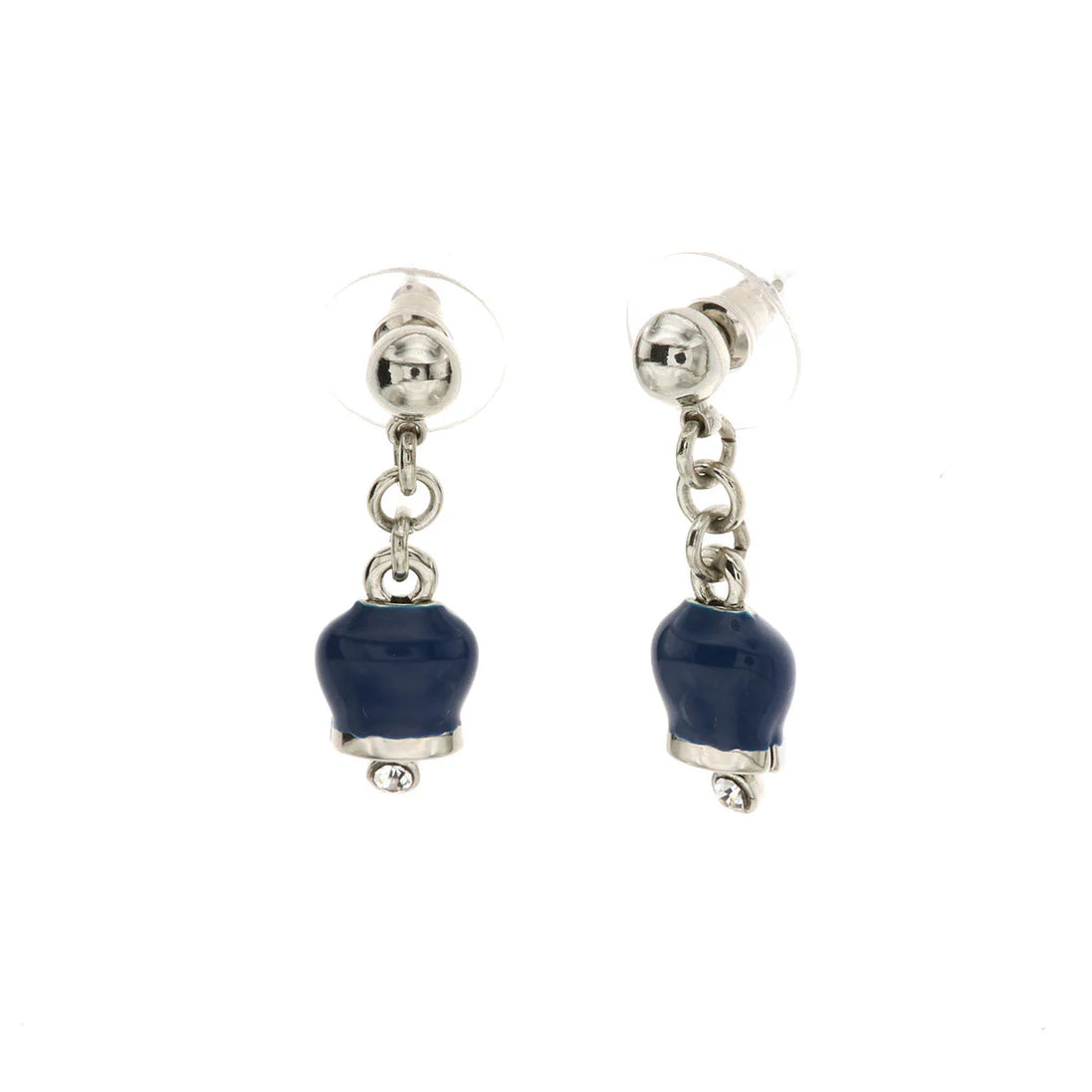 Amo Capri - Orecchini in Metallo con campanelle portafortuna pendenti blu, impreziosite da punto luce