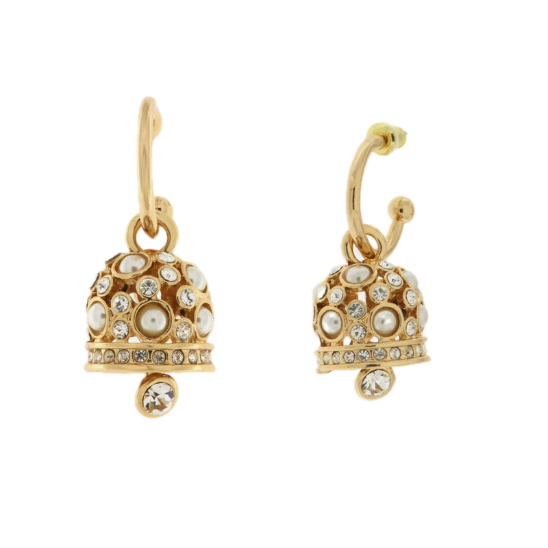 amo capri - Orecchini in Metallo campanella impreziosita da cristalli bianchi