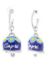 Amo Capri - Orecchini in Metallo a cerchio con campanella blu impreziosita da margherite e scritta capri