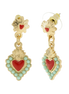 AMO NAPOLI - Orecchini in Metallo con cuore sacro pendente rosso e contorno verde