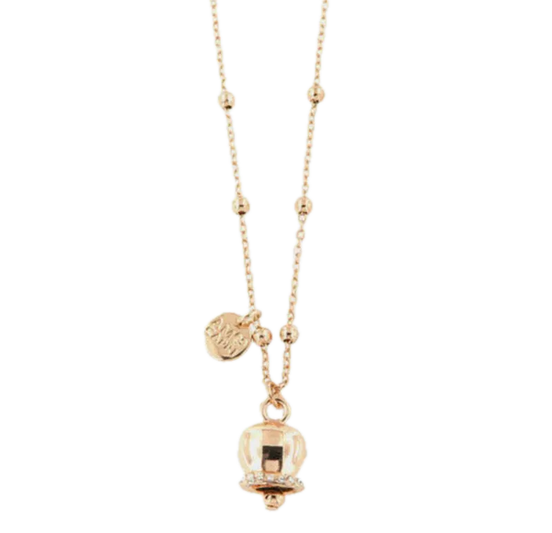 amo capri - Collana in Metallo con campanella portafortuna pendente, impreziosita da cristalli