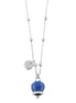 Amo Capri - Collana in Metallo con campanella portafortuna pendente, impreziosita da smalto blu e cristalli