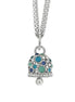 Amo Capri - Collana in Metallo campana pendente con cristalli bianchi e blu