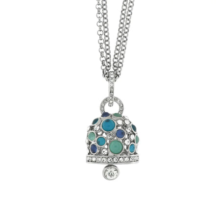 Amo Capri - Collana in Metallo campana pendente con cristalli bianchi e blu