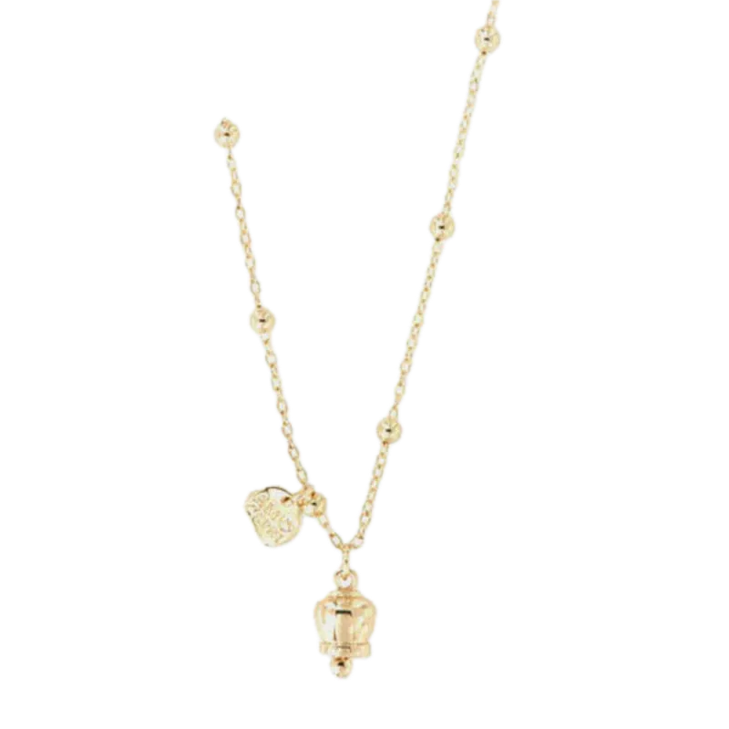 amo capri - Collana in Metallo con campanella portafortuna pendente, impreziosita da cristalli