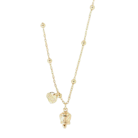 amo capri - Collana in Metallo con campanella portafortuna pendente, impreziosita da cristalli