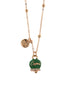 Amo Capri - Collana in Metallo maglia a pallini con campanella verde e scritta Capri