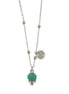 Amo Capri - Collana in Metallo con campanella portafortuna pendente verde acqua, impreziosita da punto luce