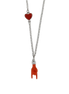 AMO NAPOLI - Collana in Metallo con pendente a forma di corna porta fortuna e cuore rosso