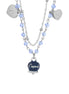 Amo Capri - Collana in Metallo con campanella smaltata blu e perline