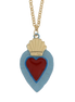 AMO NAPOLI - Collana in Metallo con cuore sacro blu e rosso