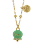 Amo Capri - Collana in Metallo con campanella portafortuna verde menta e cristalli
